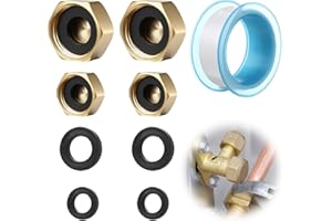 ARUICHENG 4 Pcs Brass Blanking Cap for Washing Machine 1/2" 3/4" Radiator Valve Caps Hex Sink Blanking Plug with Washers Female Brass End Stop Cap Thread Brass Plumbing Fittings for Faucets Tap Pipework