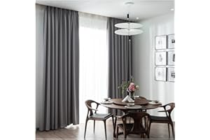 Siunwdiy 2 Stücke Elegantes Grau vorhänge Blickdicht Verdunklungsvorhang mit Kräuselband Energiespar & Wärmeisolierend einfarbig Gardinen Schal für Schlafzimmer Kinderzimmer Wohnzimmer, 200X270CM