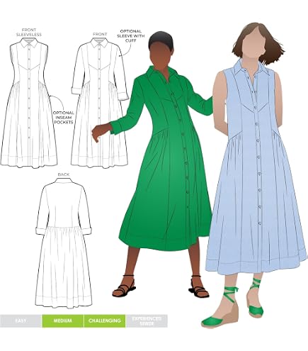 Patron De Couture Zalia Top Et Robe Style Arc - Pack Extension Tailles 46 à 58 (US 18-30) - Avec Options Manches Et Encolure - 7