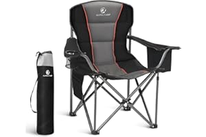 ‎LET'S CAMP LET'S CAMP Campingstuhl Klappstuhl Faltbar Übergroßer Angelstuhl mit Getränkehaltern Kühltasche Faltstuhl Outdoorstuhl bis 200kg