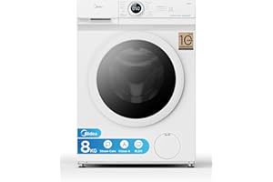 Midea MF10EW80B Lavatrice Slim Carica Frontale, 8 kg,1400 Giri, Classe A, Vapore, Motore BLDC, Programma Rapido, Varie Temperature dell'Acqua, White