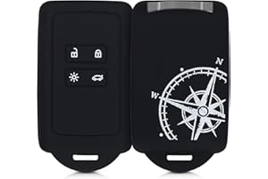 kwmobile Custodia Compatibile con Renault con 4 tasti Smart Key (solo Keyless Go) - Cover Chiavi Auto Protezione Copri Telecomando - Copri Chiave Silicone Bussola vintage