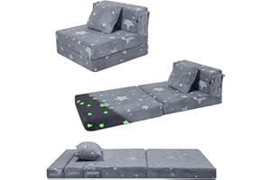 ‎MEMORECOOL MeMoreCool Spielsofa Kindersofa, Glow-Kinder Sofa, Kinder-Klappsofa, Flip-Sofa Kindercouch, Z-Bett, kindersofa ausklappbar, Bodenbett, Klappcouch für Spielzimmer, Sterne