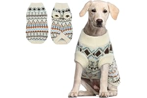 Hjumarayan Sweter dla psa - sweter dla psów boho, mały, średni, duży pies, sweter dla psa, gruby sweter bożonarodzeniowy, ciepły sweter dla psa, labrador, biały XXL)