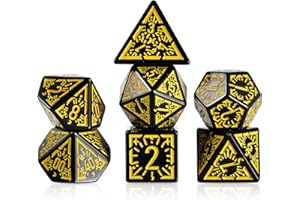 FLASHOWL Clock Dice DND Dice Stars and Moon Dice W20 Retro Dice D&D Dice Set with Polyhedral Role Playing Gaming Dice D20 Dice zestaw kostek Dungeons and Dragons Dice Cube żółty