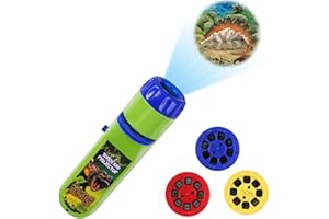 AnJeey Lampe Torche et Projecteur avec 3 Disques, y Compris 24 Dinosaure Images Histoire, Jouets éducatifs Idée de Cadeau pour Enfants 3+ Ans