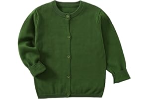 Yealoo Chaqueta de punto para niña, uniforme escolar, chaqueta de algodón, chaqueta para niños y niñas, cuello redondo, manga larga, suéter con botones