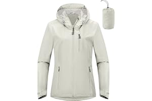 Outdoor Ventures Women's Waterproof Jackets Ladies Lightweight Windproof Packable Rain Jacket Raincoat Outdoor Windproof Running Golf Cycling Softshell Jacket with Hood