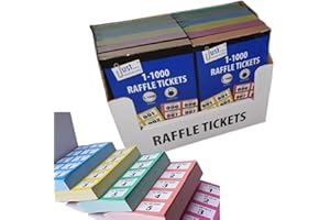 CareStarz Billets de tombola de 1 à 1000 - 8 livres de billets vestiaire - Tirage chanceux, tirage au sort de tombola, tirage au sort et événements caritatifs