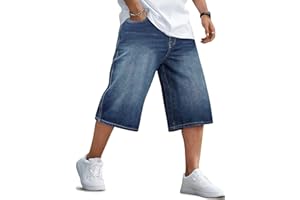 LuminBlaze Short en Jean Baggy Homme Coupe Ample Vintage Jambe Large Jorts Y2K Streetwear Hip Hop Décontracté Short Long en Denim