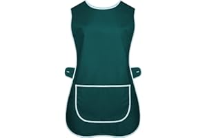 INDX Clothing Tablier de cuisine pour femme avec poche et fermeture à boutons sur le côté - Taille S à 3XL