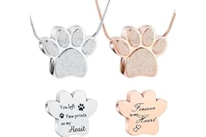 QGJNSGC Collar de Cenizas con diseño de Huellas de Huellas de cremación, Collar de Cenizas de Recuerdo para Mascotas/Perros/Gato/Ceniza Colgante Memorial Regalos