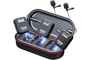 SYNCO Wireless Lavalier Microphone, G2(A2) Pro 2.4G Dual Lapel Mic 200m 8H for On Line Class Vlog Live Stream YouTube for Camera Smartphone Tablet, Wireless-Lavalier-Microphone-Dual-Channel