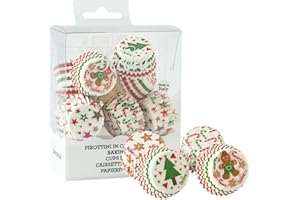 Decora, 0339710 Lot de 200 soucoupes Bon Noël de 27 x 17 mm, pour cuisiner, présenter et offrir des muffins et des friandises, résistent jusqu'à 180 °C, en blister, fabriqué en Italie