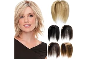 PARXITN Hair Toppers for Women mit dünnem Haar Clip in Toupet Haarverlängerungen Real Wiglet Haarteile 35cm Haar Topper Echthaar Helles Goldblond