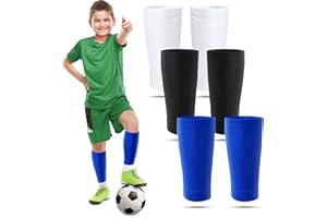 BOYIEE 3 Paar Kinder Fußball Schienbeinschutz Socken Atmungsaktive Waden Schienbeinschutz Abdeckung Kompression Schienbeinschutz Halter Fußball Socken mit Taschen Schienbeinschoner Halter