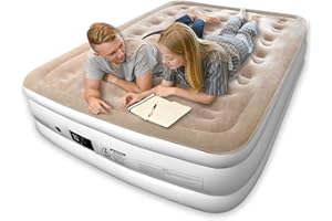 Cotabaty 18 inch Inflatable Air Bed with Built in Pump,Inflatable bed with Self-Inflation/Deflation,Air Mattress Flocked Surface Blow Up Bed for Home Camping,203x152x45cm,Queen