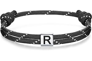 J.Endéar Intials Letter Nautical Bracelet for Women Men Surfer 925 Sterling Silver Paracord Bracelet Friendship Partner Jewelry Fathers Day Gift