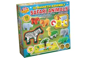 Small World Toys Learning 3D Magnetic Safari Animals Set, 2000+ Assembly Options, Large Educational Toy with Habitat Play Surface, Boys and Girls Ages 3+