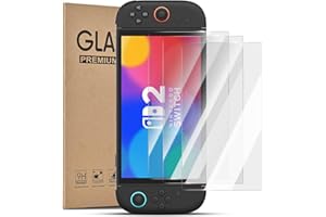 Modurio 3-Pack Screen Protector for Nintendo Switch 2 Console, 9H Hardness Tempered Glass with HD Clear Bubble-Free, Anti-Fingerprint Switch 2 Screen Protector for Nintendo Switch 2