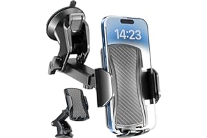 Hoppac Porte Telephone Voiture, Support Téléphone Voiture Ventouse Socles Portable pour Automobile, Tableau de Bord et Voiture Pare Brise, 360 Rotation, Un Bouton de Libération, pour 4-7 in Smartphone