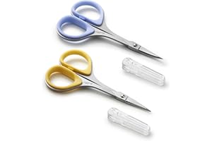 Beaditive cucito e ricamo forbici set (2 pz.) curvo, sharp, in acciaio steel design | punte di precisione, ergonomica maniglia di gomma grip | piccolo, compatto fai da te usa (Extra Tagliente)