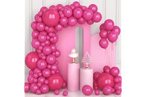 OUSUGA Luftballons Rosa, 106 Stück 5 10 12 18Zoll Hot Pinke Fuchsia Ballonbogen Girlande Kit mit Ballonband für Mädchen Frauen Deko Geburtstag Party Hochzeit Valentinstag Brautdusche Engagement Dekorationen