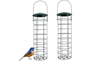 HYWEAN HOMD 2 Pièce Mangeoire Oiseaux Exterieur en Métal, pour Mésanges, Moineaux et Divers Oiseaux Sauvages, Solides et Stables, Vertes