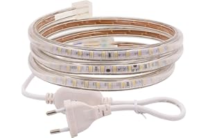 XUNATA Striscia LED, 3 Metri, Luce Bianco Caldo, 220V SMD 3014, 120 LEDs/m, IP67 Impermeabile, Flessibile Striscia a LED Moderno per Cucina Scala Soffitto Tetto