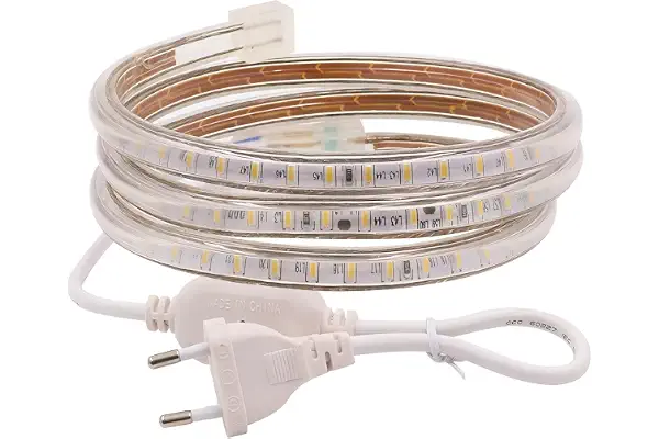 XUNATA 2m 220V Tiras LED, SMD 3014 120LEDs/m, IP67 Impermeable, Escalera de Techo Blancas Tira de LED Cocina Cable Luces LED Blanco frio