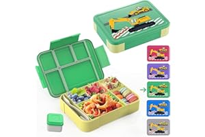 waziwe Brotdose Kindergarten Junge, Brotdose Bagger, Brotdose Kindergarten, Brotdose Kinder Mit Fächern, Bento Box Kinder,Personalisierte Brotdose Kinder,Brotdose Kleinkind,Brotdose Groß Mit Fächern