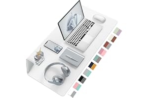 ‎AOTHIA Aothia Schreibtischunterlage -Multifunktional PU-Leder-Schreibtischmatte,Große Mauspad,Doppelseitig Gaming mauspad,Wasserdichter Schreibtischschutz für Büro/Zuhause(60x35cm,Weiß)