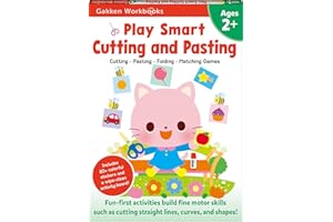 Play Smart Cutting and Pasting Age 2+: Preschool Activity Workbook with Stickers for Toddlers Ages 2, 3, 4: Build Strong Fine Motor Skills: Basic Scissor Skills (Full Color Pages)