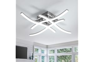 Tealight taklampa LED, Taklampa med böjd design, Modern LED-taklampa, 4 Inbyggda grå LED-ljusstrips, 24W 2700LM, 6500K kallvi