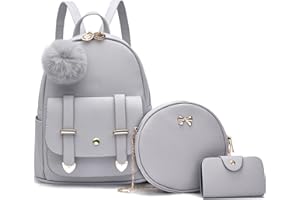 I IHAYNER Mini Backpack for Teen Girls 3PCS Cute Fashion Backpack Purse Small Travel Daypacks with Pompom Shoulder Bag for Women