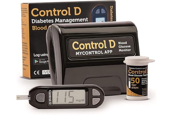 Control D Blood Glucose Monitor (Pack of 50 Strips, Black)