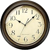 Plumeet Retro Wall Clock 10'' Non Ticking Classic Silent Metal Wall ...