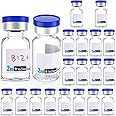 Ks-Tek 20pcs Sterile Empty Vial,Sample Vials with Self Healing Injection Port and Flip Off Cover,Borosilicate Injection Glass Bottle Individually Packing (Transparent, 2ml)