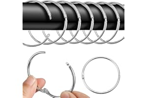 UTEFIF 40 pezzi Anelli per Tende da Aprire, 50mm Anello rotundità Apribile Anelli per Tende in Metallo per Tendaggi Bagno(argentato)