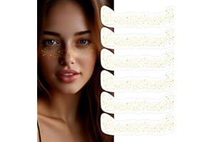 AOOWU 6PCS Lentiggini Glitter Tatuaggio Facciale, Tatuaggi Temporanei Lentiggini, Impermeabili Adesivi Glitterati Impermeabili Dorati, Lunga Durata Per Halloween Carnevale Feste, Facile Da Rimuovere