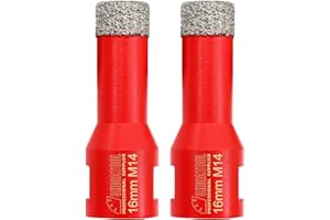SHDIATOOL Broca de Diamante 2PC 16MM Vacío Soldadura para Perforación en Seco Porcelana Azulejo Granito Mármol M14