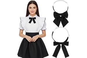 Quilax 2Pcs Bow Tie for Women, Pre-tied Adjustable Bowties Solid Color Bow Tie for Office lady