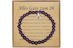 GIUESYTIC 20 Geburtstag Geschenk Amethyst Armband mit Herzanhänger aus Sterlingsilber 20. Geburtstag Mädchen für Mädchen mit Message Card und Geschenkbox