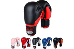 MAXSTRENGTH Boxing Gloves MMA Mitts for Sparring, Kickboxing, Heavy Punch Bag Grappling Dummy Double End Speed Ball & Focus Pads Workout 6oz, 8oz, 10oz, 12oz 14oz, 16oz