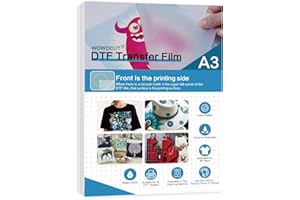 ‎WOWOCUT WOWOCUT DTF Transfer Film A3(11.7" x 16.5") 50 Blatt, Doppelseitiges Mattes PET Transferpapier für Direktdruck auf T-Shirts, für Epson Inkject Drucker