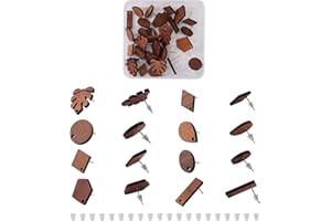 PH PANDAHALL PandaHall - 32 orecchini a perno color legno di noce, a forma di goccia, rombo, ovale, piatti e rotondi, con 100 chiusure in plastica, per la realizzazione di orecchini pendenti e gioielli fai da te