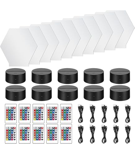 HYNNIO LED Light Base, 20-Pack 3D Night LED Light Lamp Base, Includes Remote Control USB Cable - View #10