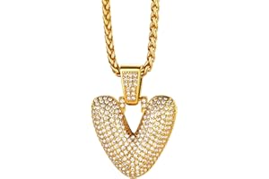 Richsteel Cubic Zirconia Bubble Letter Initial Pendant Necklace, Sparkle Number 0-9 Pendant, Trendy Hip Hop Jewellery, Customizable Name, with Gift Packaging