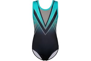 ZNYUNE Fille Justaucorps Gymnastique Danse Multicolor Imprimée sans Manches pour 3-12 Ans