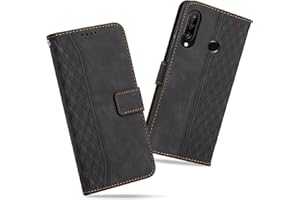 KANVOOS Funda para Huawei P30 Lite, Funda Tapa Libro Movil de Cuero PU, Ranura para Tarjeta Soporte Plegable Billetera Carcasa para Huawei P30 Lite (Negro)